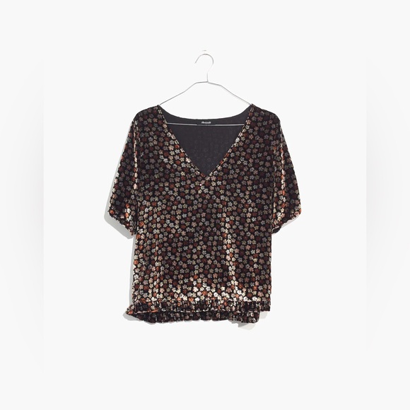 NWOT Madewell Velvet Floral top - Picture 2 of 7